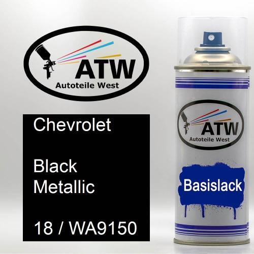 Chevrolet, Black Metallic, 18 / WA9150: 400ml Sprühdose, von ATW Autoteile West.